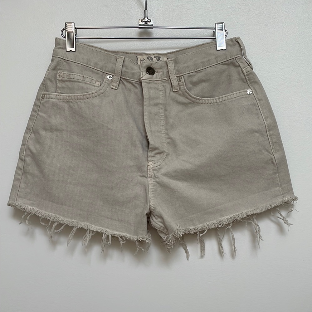 We The Free White Jean Shorts High-Waisted Frayed Hem